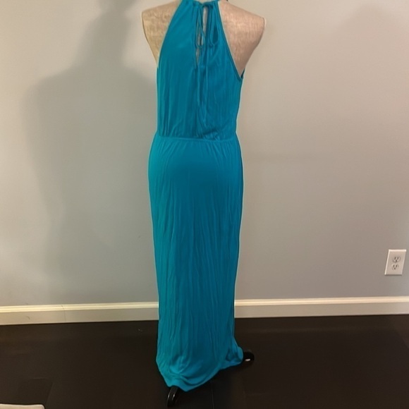 Forever 21 maxi sleeveless dress with slit in front.  Color is turquoise. - Picture 3 of 5
